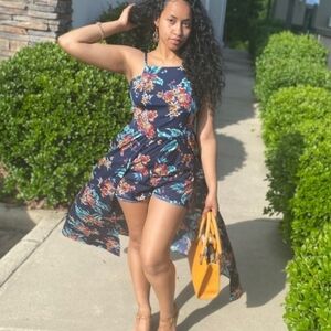 Band of Gypsies Floral Jumpsuit - Navy and Multicolor